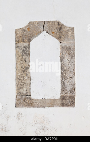 Bricked baroque wall in the Ermida of the Nossa Senhora do Cabo baroque Sanctuary, in Espichel Cape. Sesimbra, Portugal. Stock Photo