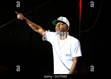 Kendrick Lamar performs live in concert in the United States.  Kendrick Lamar is an American rapper from Compton, California. Stock Photo