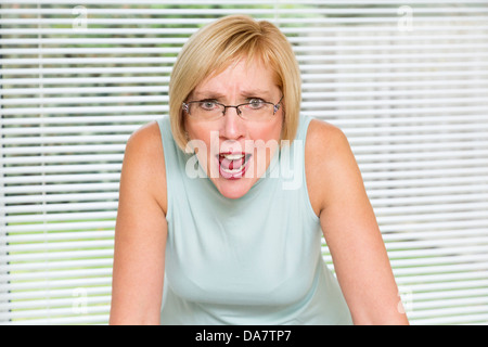 angry middle aged woman Stock Photo