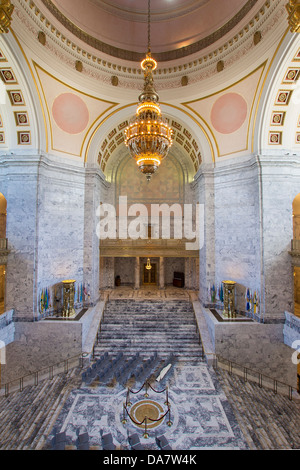 Washington State Capitol Building Rotunda Chandlier in Olympia Stock Photo