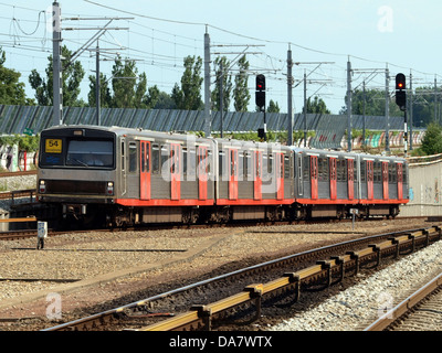 Metro Amsterdam, Car 1A line 54 to Central Station p2 Stock Photo