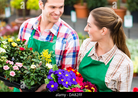 Florists or gardeners in flower shop, greenhouse or nursery Stock Photo