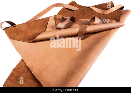 Protective brown leather apron for welding Stock Photo