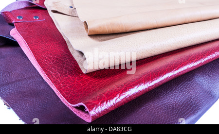 Color leather apron for welding on white background Stock Photo