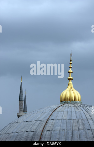 Blue Mosque or Sultan Ahmed Mosque  seen from Hagia Sophia in Istanbul, Turkey Stock Photo