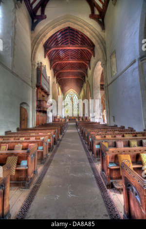 Wide angle shot of main Altar from chapel of St Peter & St Paul, parish church, Dorchester on Thames, England, UK Stock Photo