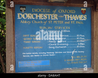 Beautiful Dorchester On Thames Abbey Church of St Peter & St Paul front sign Stock Photo