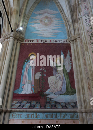 Beautiful Dorchester On Thames Abbey Church of St Peter & St Paul Wall painting - Ecce virgo concipiet , William Byrd Stock Photo