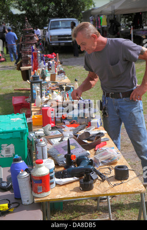 Florida LaBelle,flea market,rummage sale,shopping shopper shoppers shop shops market markets marketplace buying selling,retail store stores business b Stock Photo