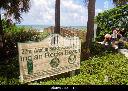 Saint St. Petersburg Florida,Indian Rocks Beach,22nd Avenue Beach Access Park,sign,logo,visitors travel traveling tour tourist tourism landmark landma Stock Photo