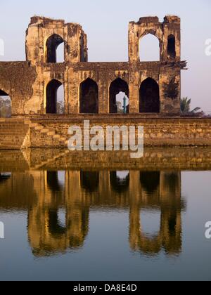 January 24, 2011 - Bijapur, Karntaaka, India -  Asar Mahal, built by Mohammed Adil Shah in about 1646, served as a Hall of Justice. The seat of the Adil Shah dynasty, Bijapur was called variously the 'Agra of the south' and the 'Palmyra of the Deccan.' (Credit Image: © David H. Wells/ZUMAPRESS.com) Stock Photo