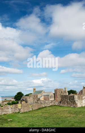 Lindisfarne Parish Church of St.Mary the Virgin behind the Priory on Holy Island, Lindisfarne, Northumberland, England Stock Photo
