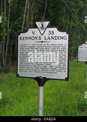 KENNON'S LANDING  Located 1 1/2 miles south on the James River is Kennon's Landing. Richard Kennon married Anne Hunt about 1735 Stock Photo