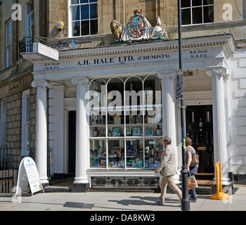 Old fashioned chemist shop Hale Ltd, Argyle Street, Bath, Somerset, England Stock Photo