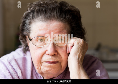 Old woman with dementia in advanced stage, W91, Germany, Europe Stock Photo