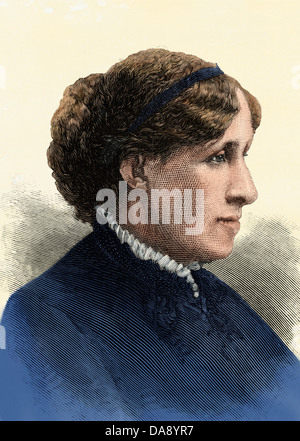 Author Louisa May Alcott. Hand-colored woodcut Stock Photo