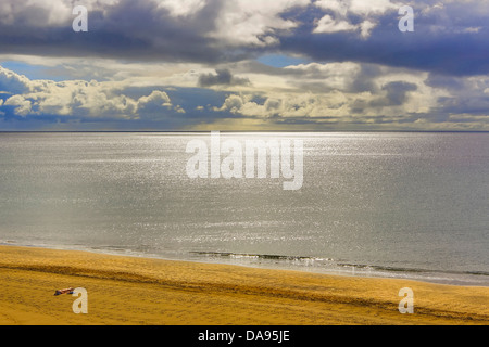 Blanca Beach, Spain, Europe, Canary Islands, Lanzarote, Puerto del Carmen, beach, clouds, island, natural, no waves, quite, refl Stock Photo