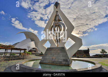 Auditorium, building, Calatrava, Canary, Santa Cruz de Tenerife, Santa Cruz, Tenerife, Teneriffa, architecture, auditorium, conc Stock Photo
