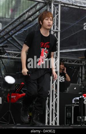 Mayday took a concert in storm in Huabo,Taiwan,Chian on Sunday July 07,2013. Stock Photo