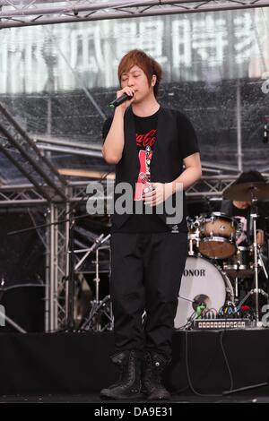 Mayday took a concert in storm in Huabo,Taiwan,Chian on Sunday July 07,2013. Stock Photo