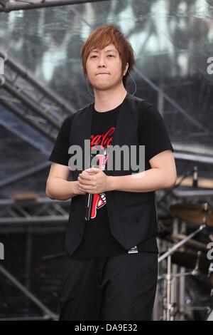 Mayday took a concert in storm in Huabo,Taiwan,Chian on Sunday July 07,2013. Stock Photo