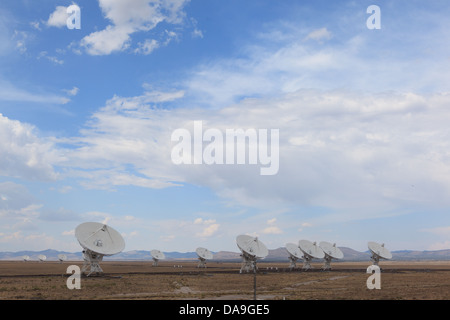 The Carl Janski Very Large Array near Socorro, New Mexico, tucked away in the Magdalena Mountains. Stock Photo