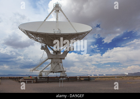 The Carl Janski Very Large Array near Socorro, New Mexico, tucked away in the Magdalena Mountains. Stock Photo