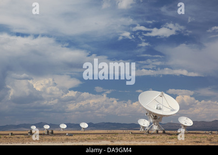 The Carl Janski Very Large Array near Socorro, New Mexico, tucked away in the Magdalena Mountains. Stock Photo