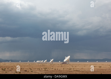 The Carl Janski Very Large Array near Socorro, New Mexico, tucked away in the Magdalena Mountains. Stock Photo