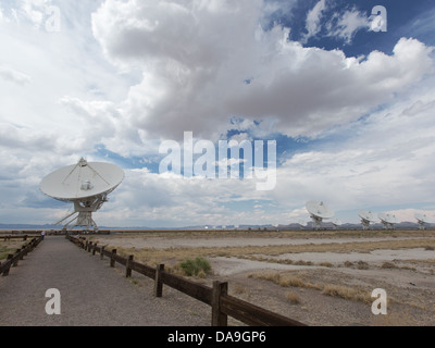 The Carl Janski Very Large Array near Socorro, New Mexico, tucked away in the Magdalena Mountains. Stock Photo