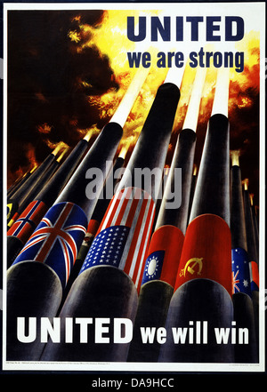World war II, world war, war, poster, propaganda, propaganda poster, USA, second world war, American, propaganda, cannons, allie Stock Photo