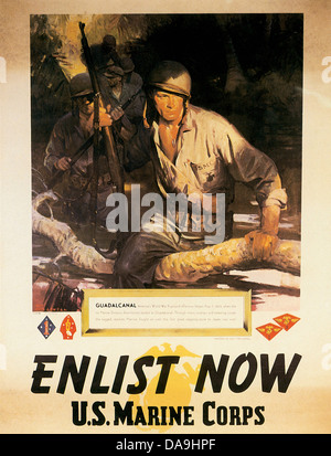 World War II, Second World War, world war, war, poster, Propagana, propaganda poster, USA, American, recruitment, navy, jungle, Stock Photo