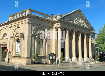 Bury St. Edmunds, Corn Exchange Pediment, Victorian Classical style, Suffolk, England UK Stock Photo