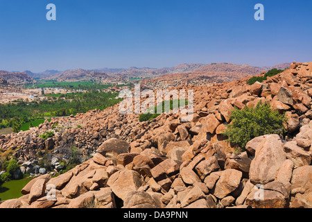 India, South India, Asia, Karnataka, Hampi City, ruins, World Heritage, landscape, Hampi, big, boulders, city, contrast, dry, fi Stock Photo