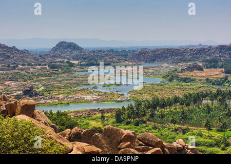 India, South India, Asia, Karnataka, Hampi City, ruins, World Heritage, Tungabhadra River, Hampi, Tungabhadra, Vijayanagar, big, Stock Photo