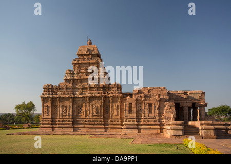 India, South India, Asia, Karnataka, Badami, Pattadakal, World Heritage, Virupaksha, Temple, panorama, red, temples, unesco, vie Stock Photo