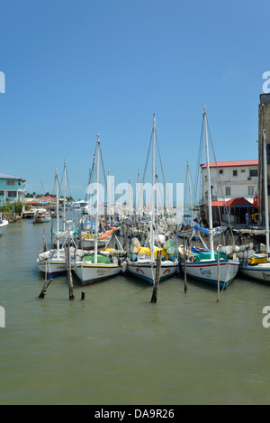 Belize City, Central America, Belize, Belize City, yacht, harbour, boats Stock Photo