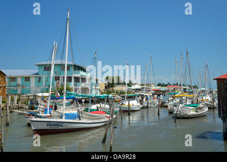 Belize City, Central America, Belize, Belize City, yacht, harbour, boats Stock Photo