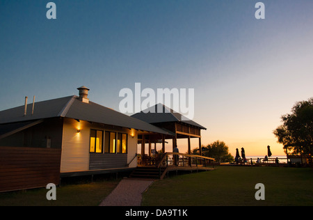 The main lodge of Kooljaman, indigenous wilderness camp at Cape Leveque, Dampier Peninsula, Kimberley, at sunset