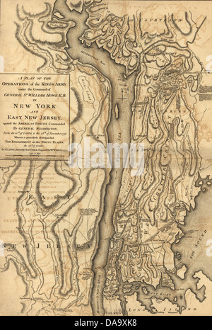 Map of Howe's operations in New York and New Jersey, 1776 from Atlas of the battles of the American Revolution printed in 1845  Stock Photo