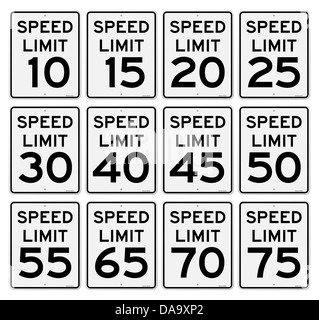 Speed Limit Sign Set Stock Photo