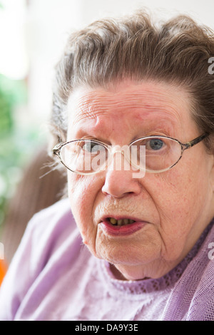 Old woman with dementia in advanced stage, W91, Germany, Europe Stock Photo