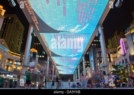 View of the largest LED display of its kind in the world, spanning 250m x 30m at The Place shopping mall in central Beijing, China, PRC. Stock Photo