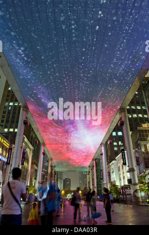 View of the largest LED display of its kind in the world, spanning 250m x 30m at The Place shopping mall in central Beijing, China, PRC. Stock Photo