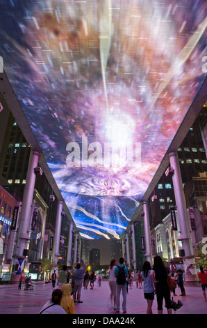 View of the largest LED display of its kind in the world, spanning 250m x 30m at The Place shopping mall in central Beijing, China, PRC. Stock Photo