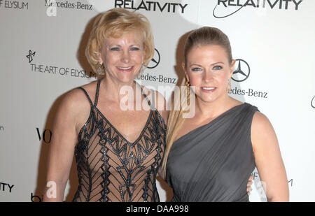 Actress Melissa Joan Hart (R) and mother Paula Hart  arrive at the Art Of Elysium 'Heaven' Gala at the California Science Center in Los Angeles, USA, on 15 January 2011. Photo: Hubert Boesl Stock Photo