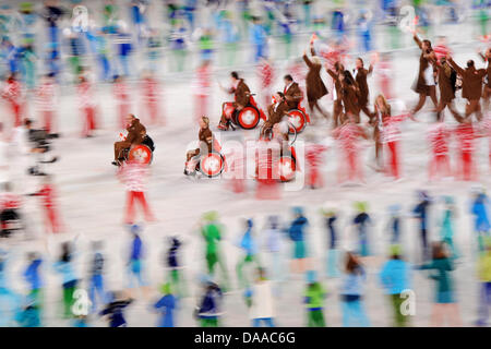 Team Switzerland arrives at B.C. Place during the opening ceremony of the Winter Paralympic Games Vancouver 2010 in Vancouver, British Columbia, Canada, 12 March 2010. Photo: Julian Stratenschulte Stock Photo