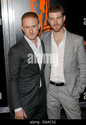 Actors Ben Foster and his brother, Jon Foster (r) arrive at the premiere of 'The Mechanic' at Arclight Cinemas in Los Angeles, USA, on 25 January 2011. Photo: Hubert Boesl Stock Photo