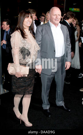 Welsh actor Anthony Hopkins and his wife Stella Arroya arrive at the World Premiere of Sir Hopkins's latest film 'The Rite' at Grauman's Chinese Theatre in Los Angeles, USA, 26 January 2011. Photo: Hubert Boesl Stock Photo