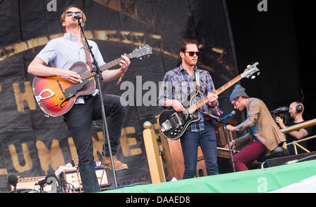 The Lumineers perform on the Other Stage on the Friday of Glastonbury Festival. 28 June 2013 Stock Photo